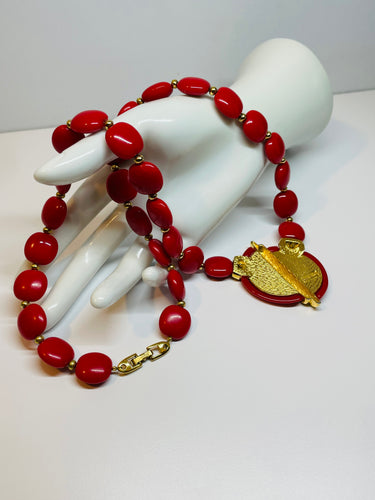 Napier Red Beaded Split Circle Necklace